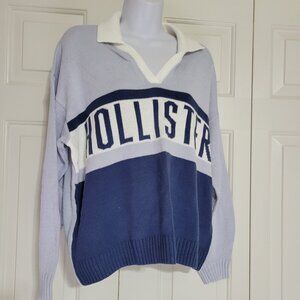 Hollister Women's Polo Logo Sweater Blue Size M NWT
